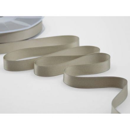 Taupe double satin ribbon 16 mm